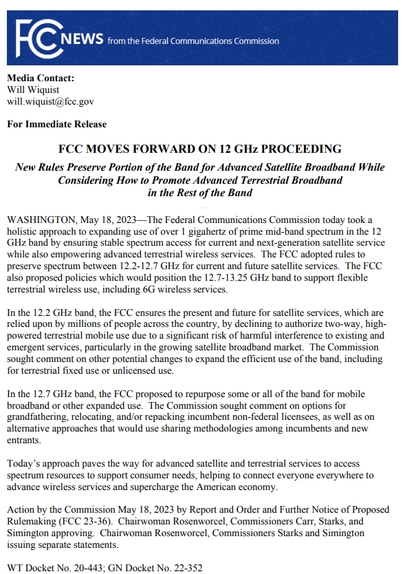 美国FCC通过了12GHz / 60GHz 频段新规则(图4)